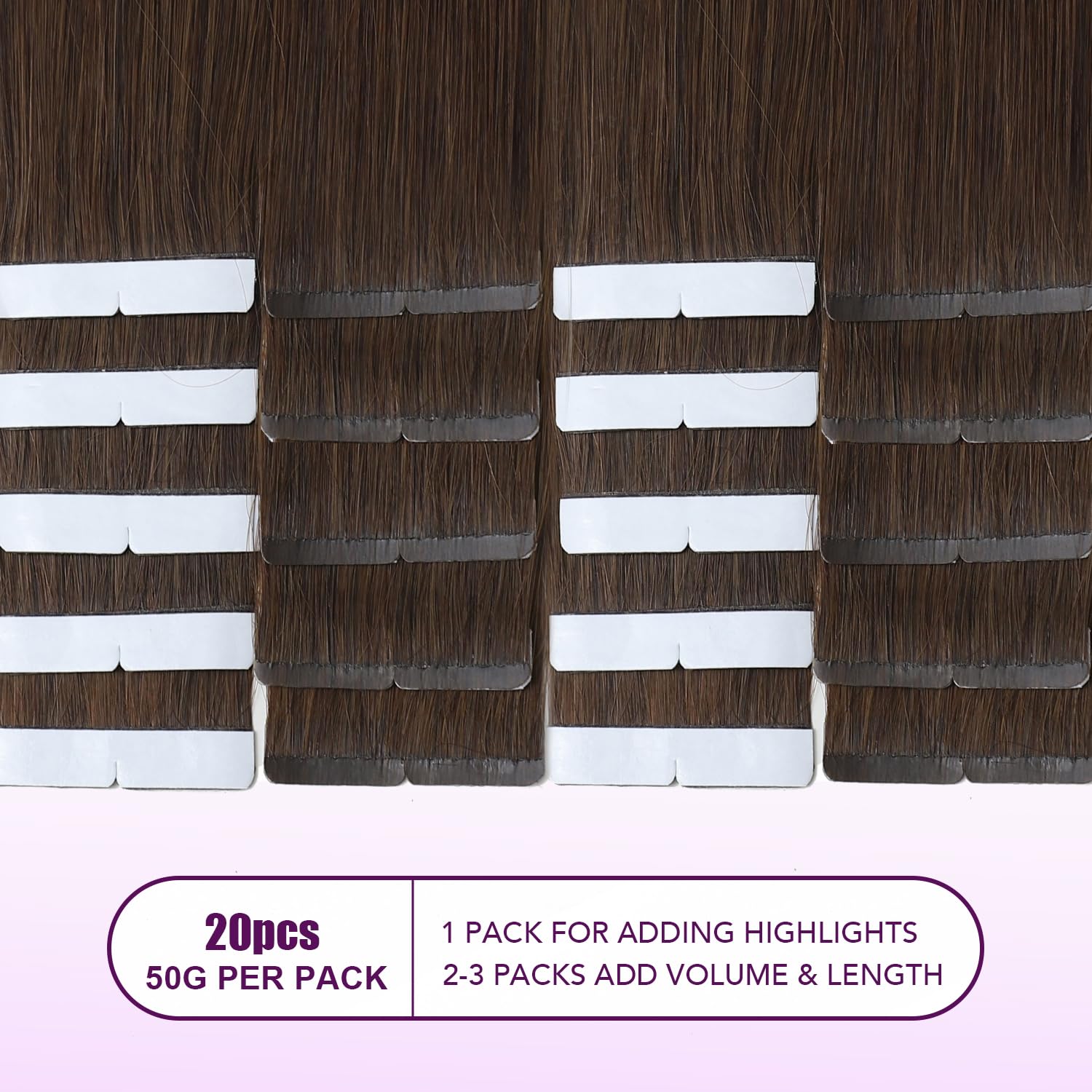 Sindra Tape In Hair Extensions Human Hair 50g 16 Inch 20pcs Dark Brown SeamlessTape in Hair Extensions Silky Straight Remy Tape in Extensions for Women #2 16" - Image 3