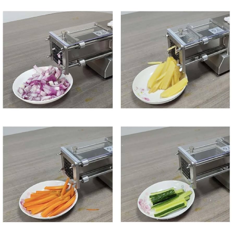 超ハイパワー✨電動ポテトカッター　高級ステンレス＆ブラックボディ　欧州クオリティ Amazon｜電動フライドポテトカッター、プロフェッショナル業務用