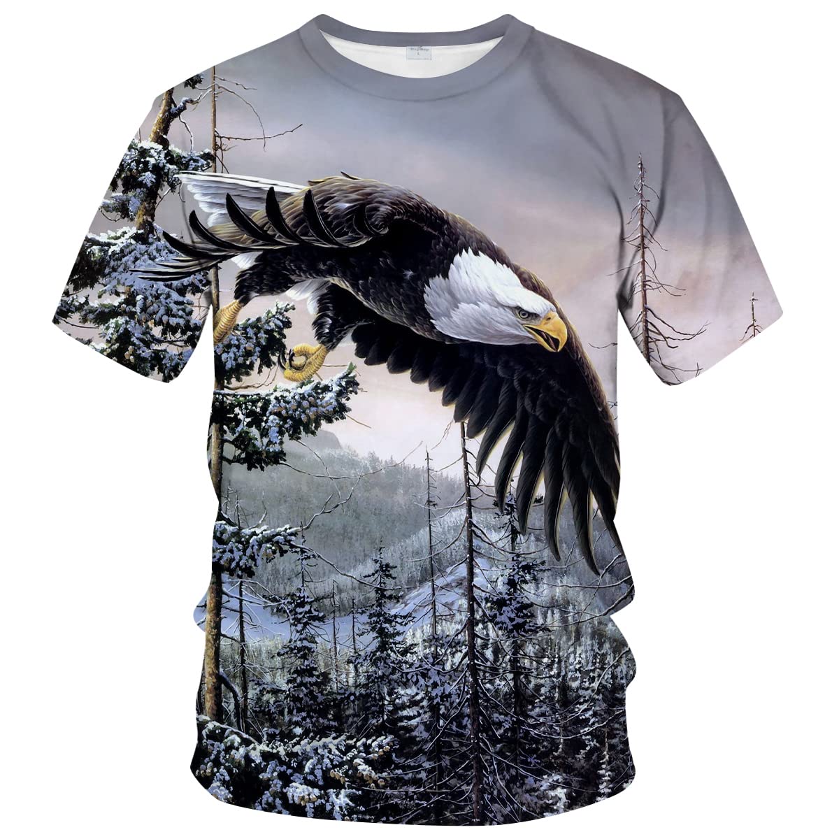 LiohansLiohans Mens Animal Eagle 3D Printed T-Shirt Casual Round Neck Short Sleeve Tee Shirt