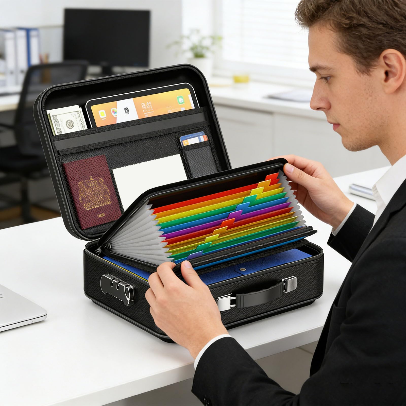 Contenitore Refrattario Per Documenti Ergonomico E Multiplo Scomparti Per Ufficio Scatola Contabilità