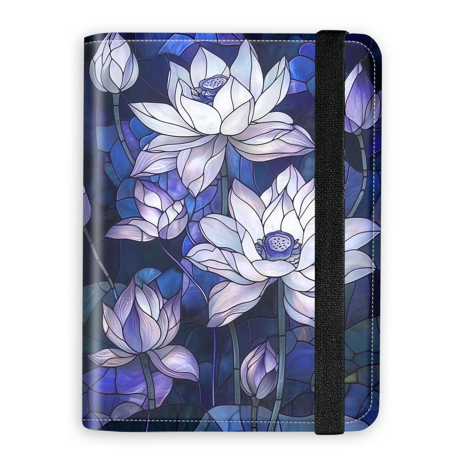 Cartera para pasaporte con bloqueo RFID, accesorios de viaje de cuero de primera calidad para mujeres y hombres, organizador seguro para tarjetas, 18, Cristal de loto blanco, 4.25 * 5.6 IN