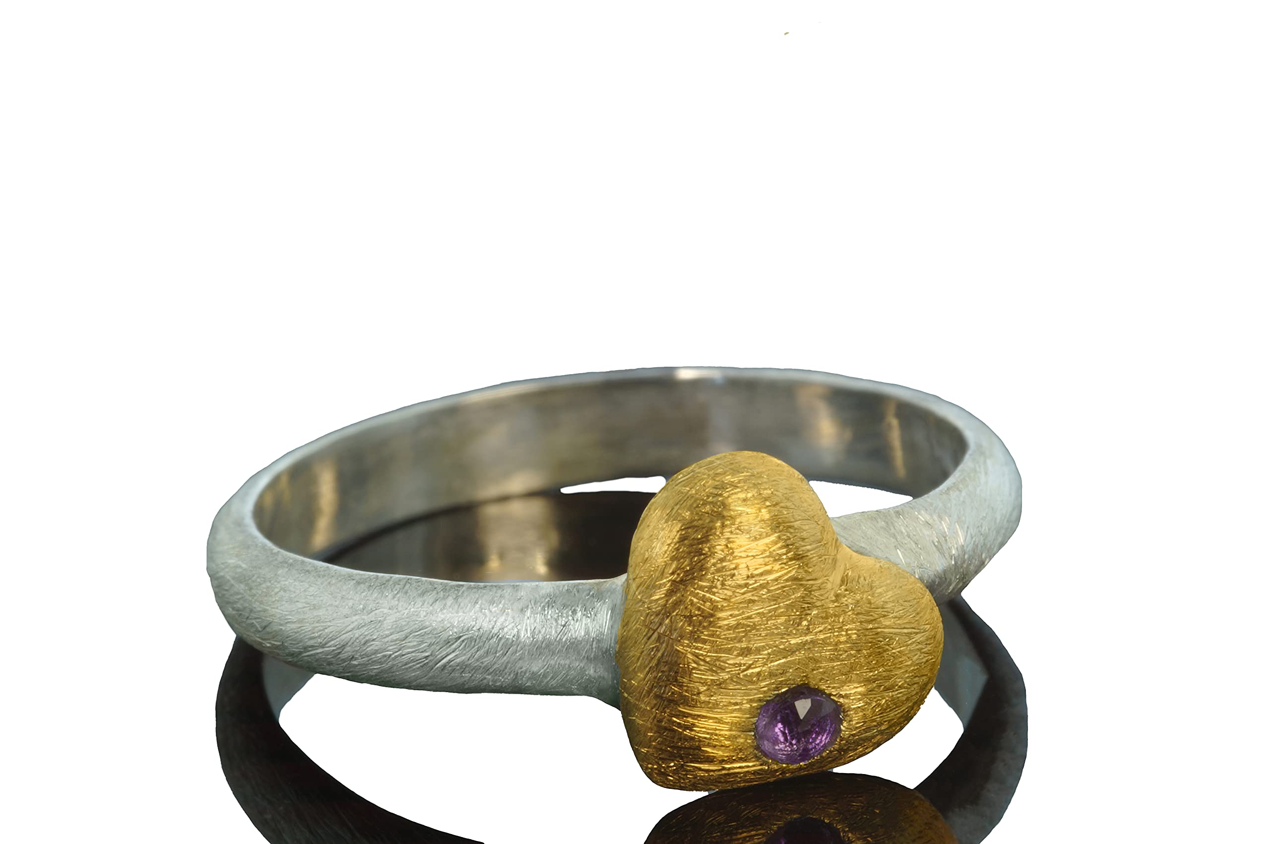 Goldschmiede Silberring sweetheart, 925er Sterling Silber mit Teilvergoldung, Verlobungsring, Schmuck, Silberschmuck, Ring mit Herz, Herzring, Größe 58 oder 59