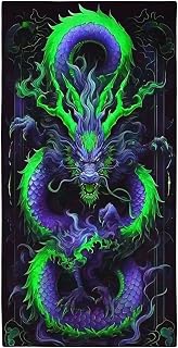 YISUMEI Mikrofaser Strandtuch XXL, Strandhandtuch Leicht Badehandtuch Schnelltrocknend, Mystischer Drache, 180 x 90 cm