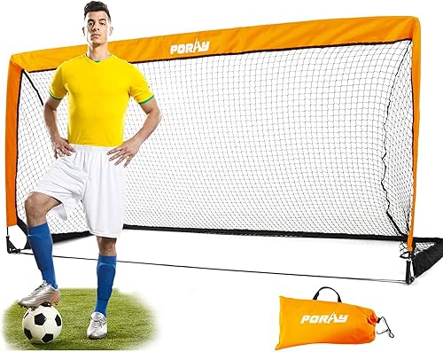 Poray - Red de fútbol portátil desplegable para niños y adultos con tela Oxford 210D y estacas adicionales, regalo de cumpleaños y diversión para