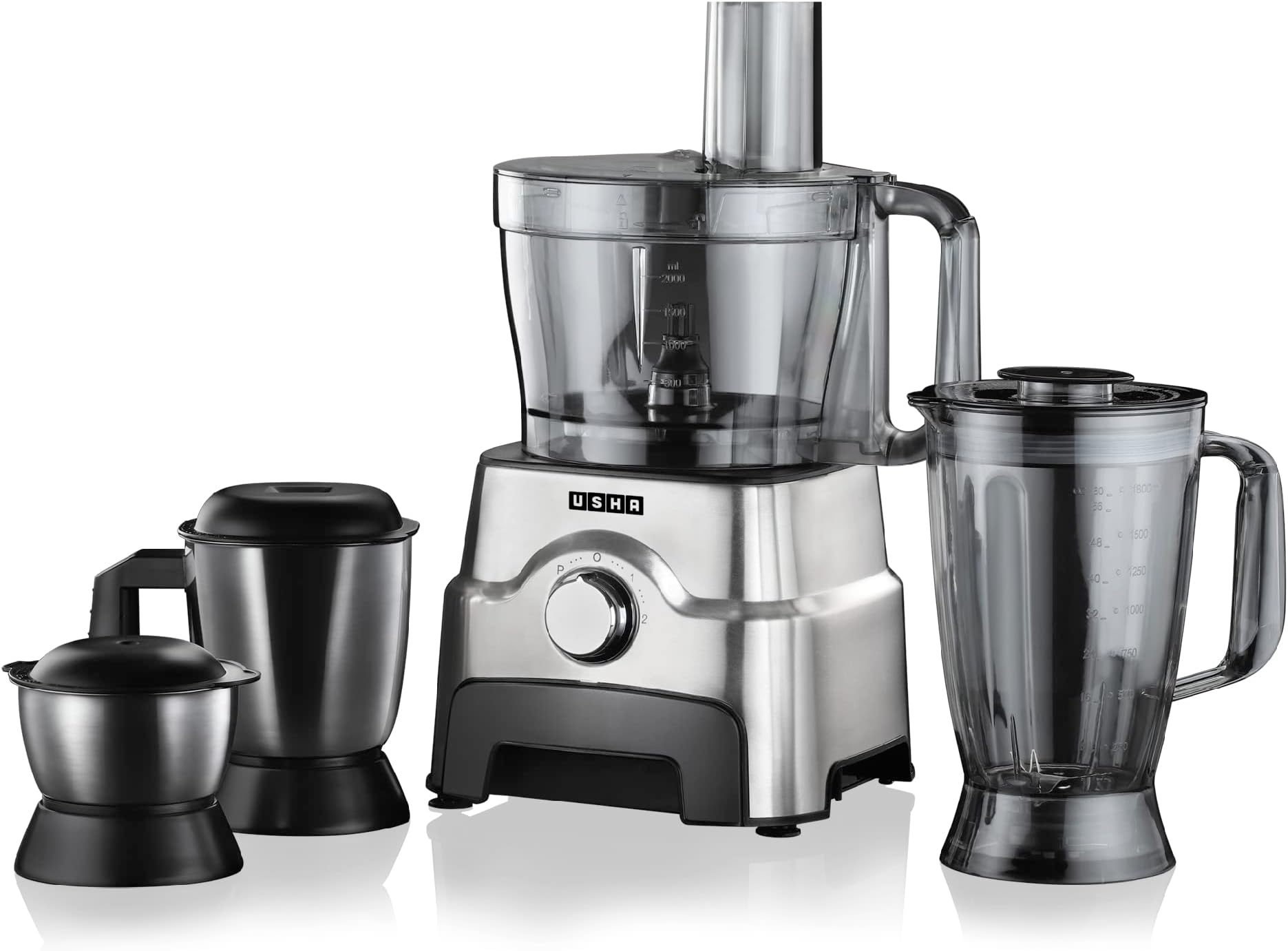 FP 3811 Food Processor 1000 Watts Copper Motor with 13 Accessories(Premium SS Finish), Black and Steel