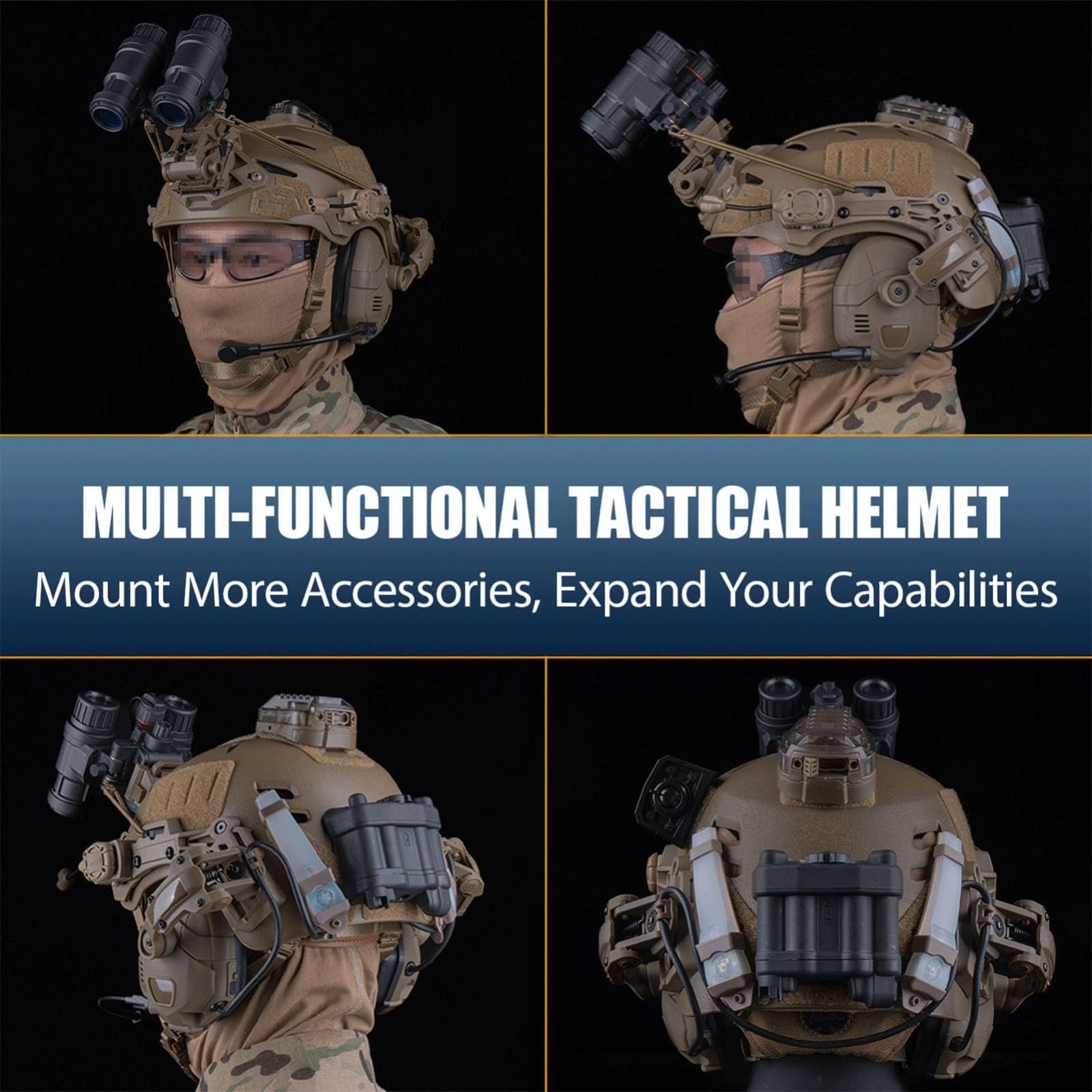 Casco Tattico Leggero - Vestibilità Comoda, Sistema di Montaggio Su Guida Nvg - per Addestramento Tattico, Giochi di Sopravvivenza e Sport All'Aria Aperta