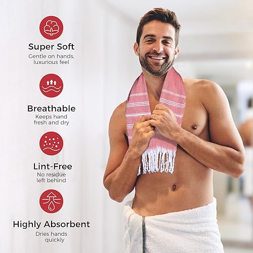 Vista 27 de cabanana Toallas de mano para baño, paquete de 2, 20 x 30 pulgadas, 100% algodón, toallas de mano turcas, superabsorbentes y de secado rápido