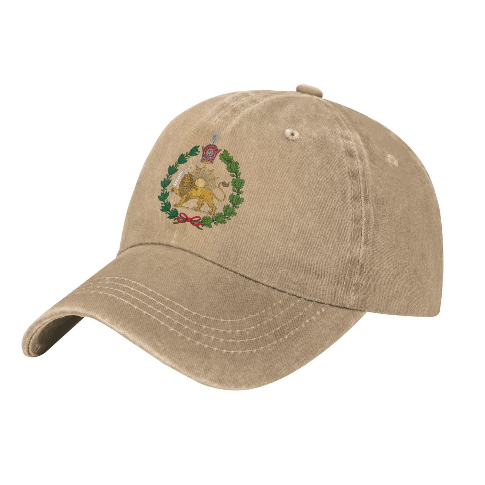 Kwqdozf Unisex Natural Persian Flag Iranian Lion Sun And Crown Iran Persia Baseball Cap Women Men Dad Hat Golf Cowboy Hat