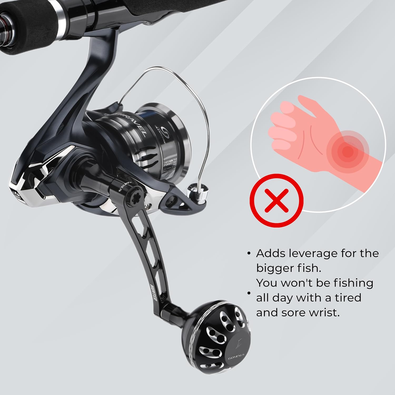 GOMEXUS Power Handle for Shimano Stradic FL FM Stella Vanford Vanquish Nasci Twinpower 1000-5000 Spinning Reel Replacement Handle