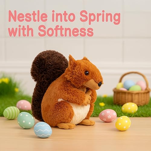 Miniatura 3 de Ardilla de peluche de peluche, juguete de ardilla peluda abrazable para niños, cumpleaños, niños, niñas, bebés, regalo a la hora de acostarse, 9.5