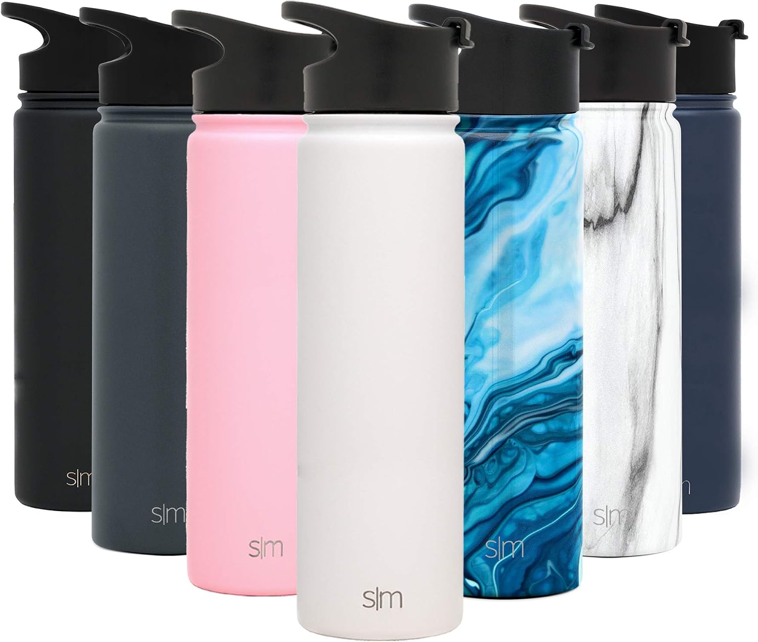 Simple Modern 22oz Water Bottle, Insulated Reusable Wide Mouth Stainless Steel Metal Flask with Flip Lid, Winter White