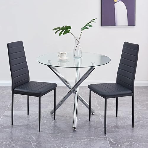 Miniatura 54 de Juego de 4 sillas de comedor, silla auxiliar tapizada, sillas modernas de cocina y comedor, silla de comedor de piel sintética lavable con patas de
