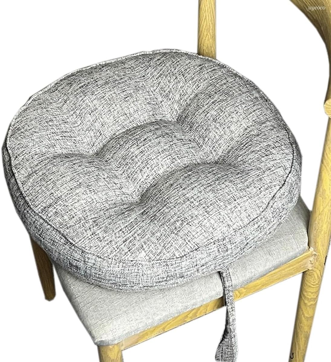 Coussins de chaise ronds gris clair 40x40x8cm en coton pour assise jardin et intérieur lot de 4