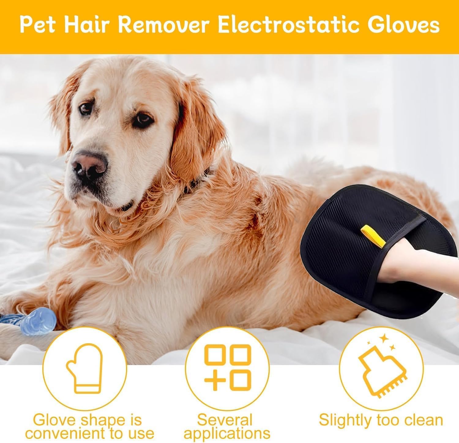 SKYBUCKET Pet Hair Removal Glove for Cats & Dogs, 2025 Newly Upgraded Five-Finger Electrostatic Pet Hair Gloves, Reusable Pet Hair Remover Tool for Clothing, Couch, Carpet, Cat Grooming Gloves-1 PCS 2