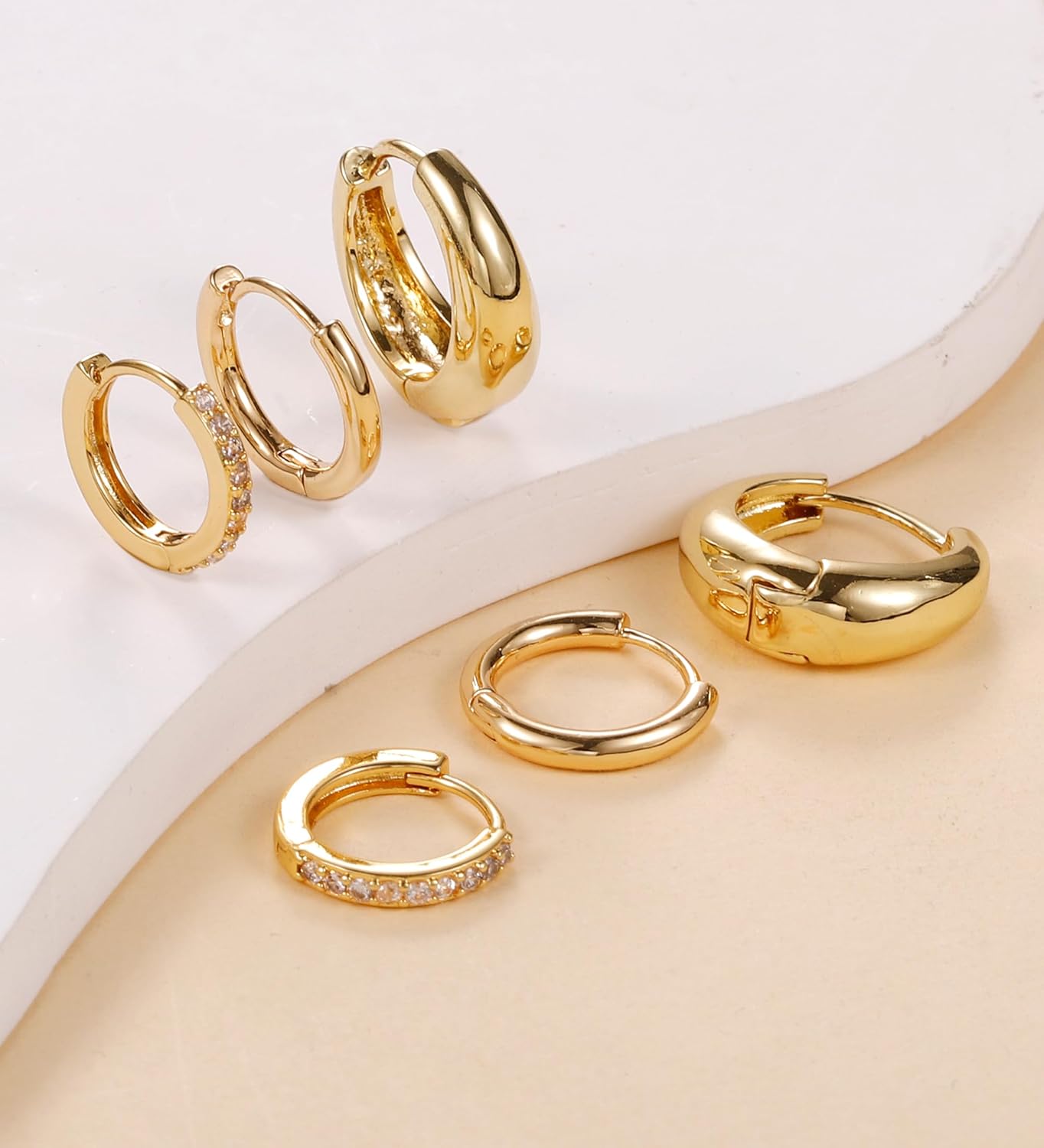 Small Gold Huggie Hoop Earrings Set for Women Men 18k Gold Plated Mini Hoops Set Hypoallergenic Lightweight Everyday Hoop Earrings Stacks for Multiple Piercing - Image 4