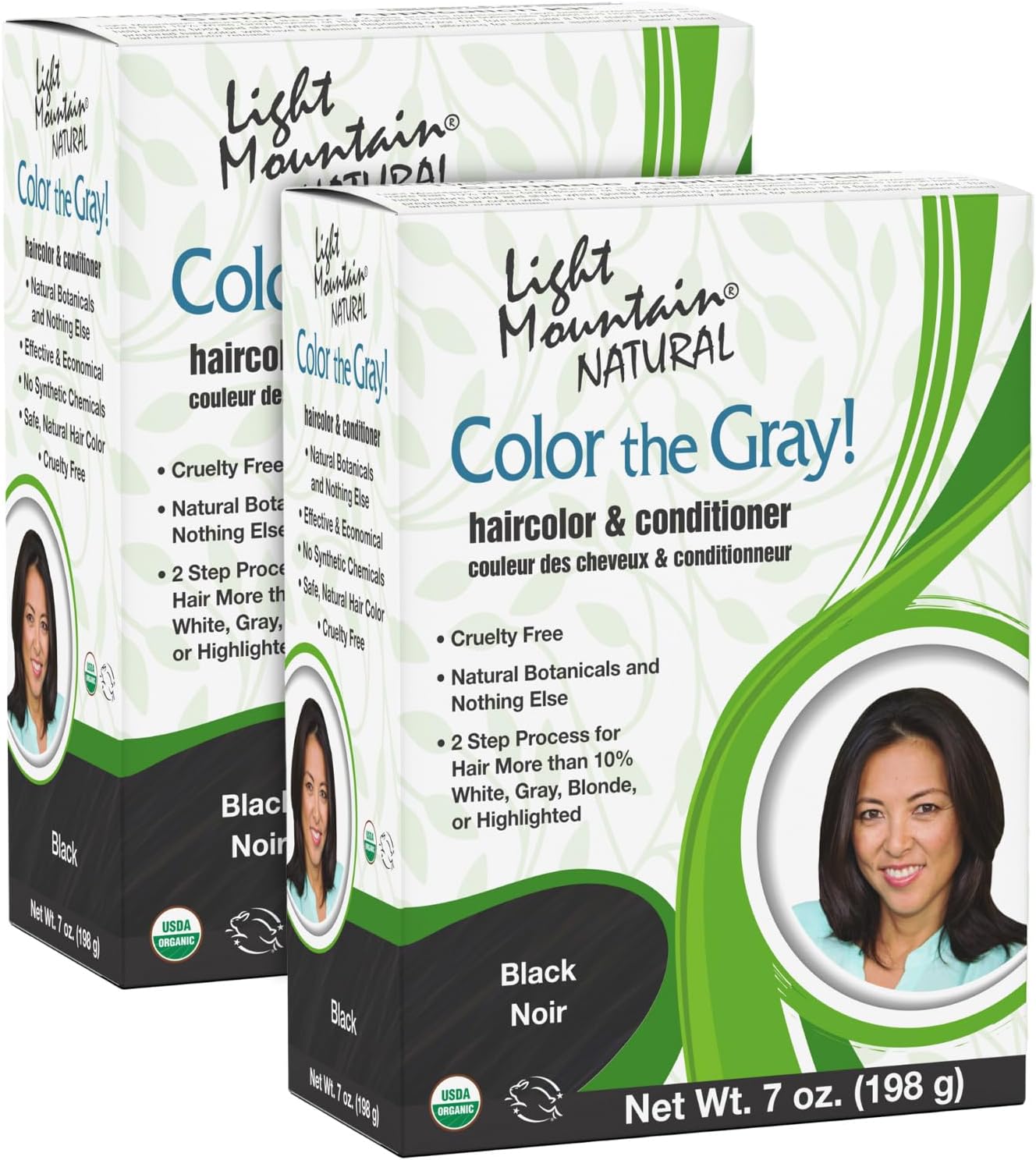 Henna Hair Color & Conditioner, Color the Gray - Black Hair Dye for Men/Women, Chemical-Free, Semi-Permanent Hair Color for White, Gray, and Blonde Hair, 7 Oz (Pack of 2)
