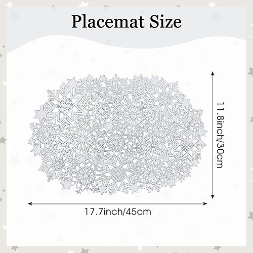 Miniatura 9 de Juego de 6 manteles individuales de copo de nieve para mesa de comedor, manteles individuales de cocina de Navidad, manteles individuales de vinilo