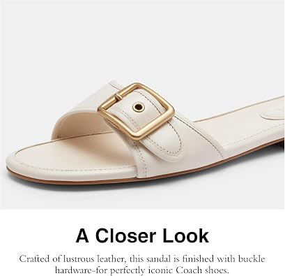 COACH Women's Margot Leather Flat Sandals