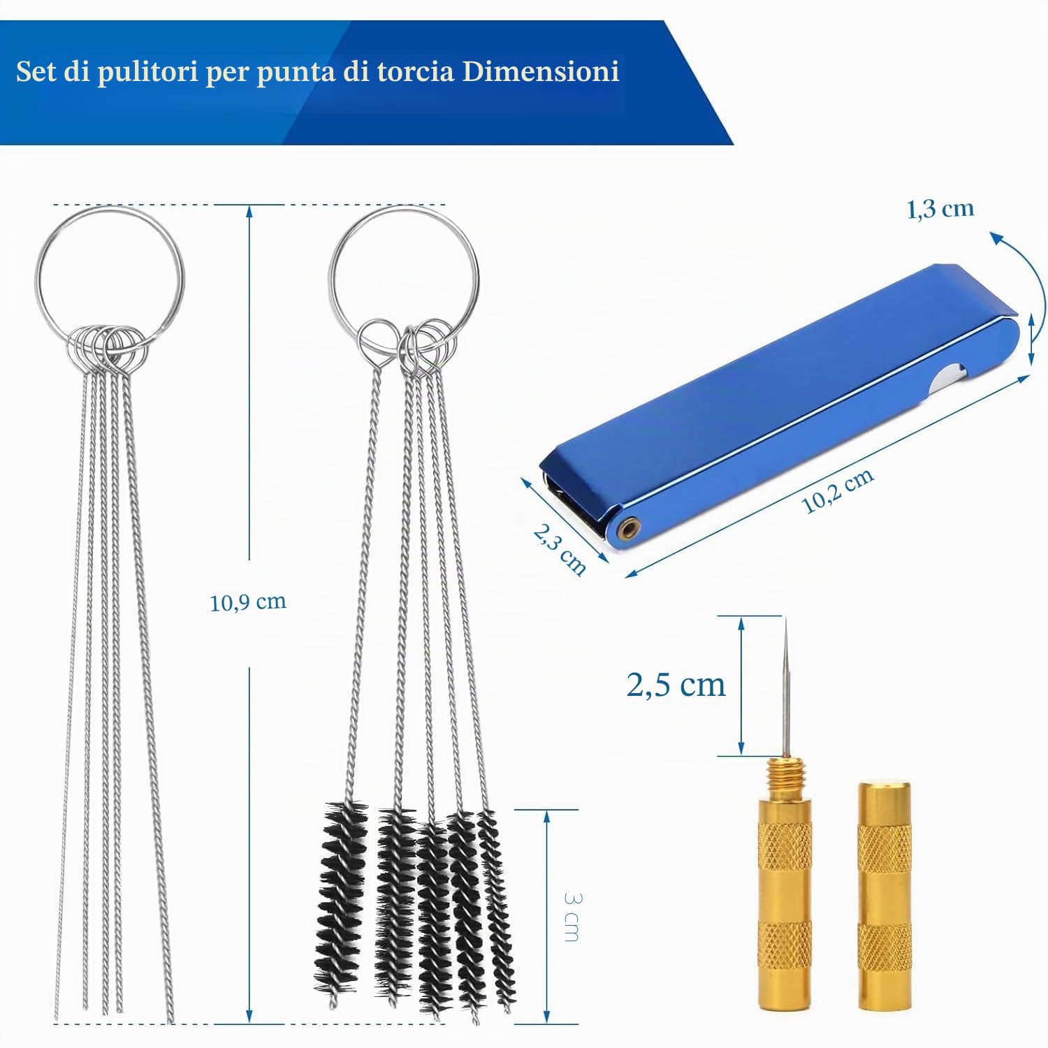ABEST Kit di pulizia aerografo, 5 aghi di pulizia + 5 spazzole in nylon + 1 strumento di riparazione per rimuovere la vernice dall'ugello e lo sporco.