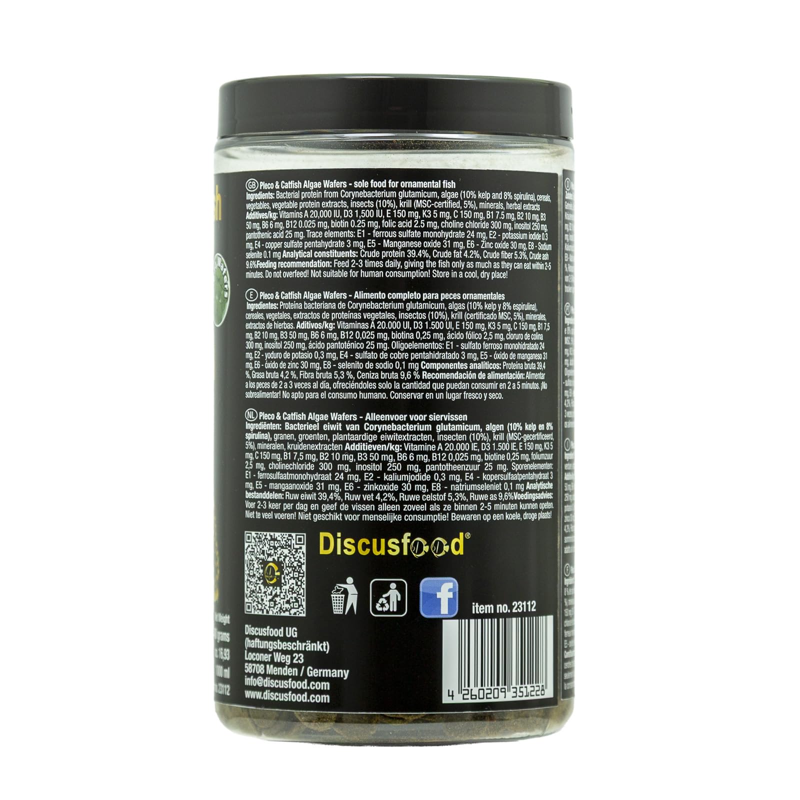 Pleco & Catfish Algae Wafers, 480 g, mangime per pesce gatto, pastiglie per mangime principale per pesce gatto, erbaio, adatte per tutti i pesci ornamentali erbivori