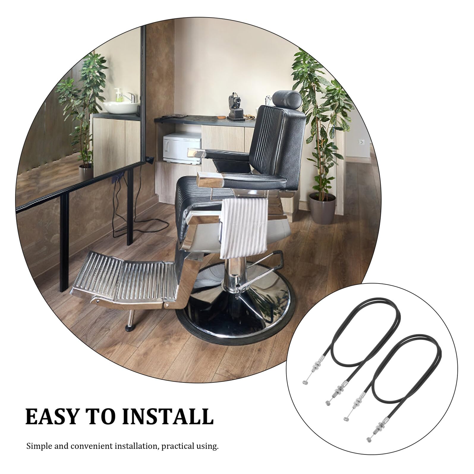 Lot de 2 Câbles de Traction 85cm pour Fauteuils de Coiffure Inclinables, Câble Métallique de Remplacement Polyvalent pour Chaises de Bureau et Salon, Accessoire Professionnel