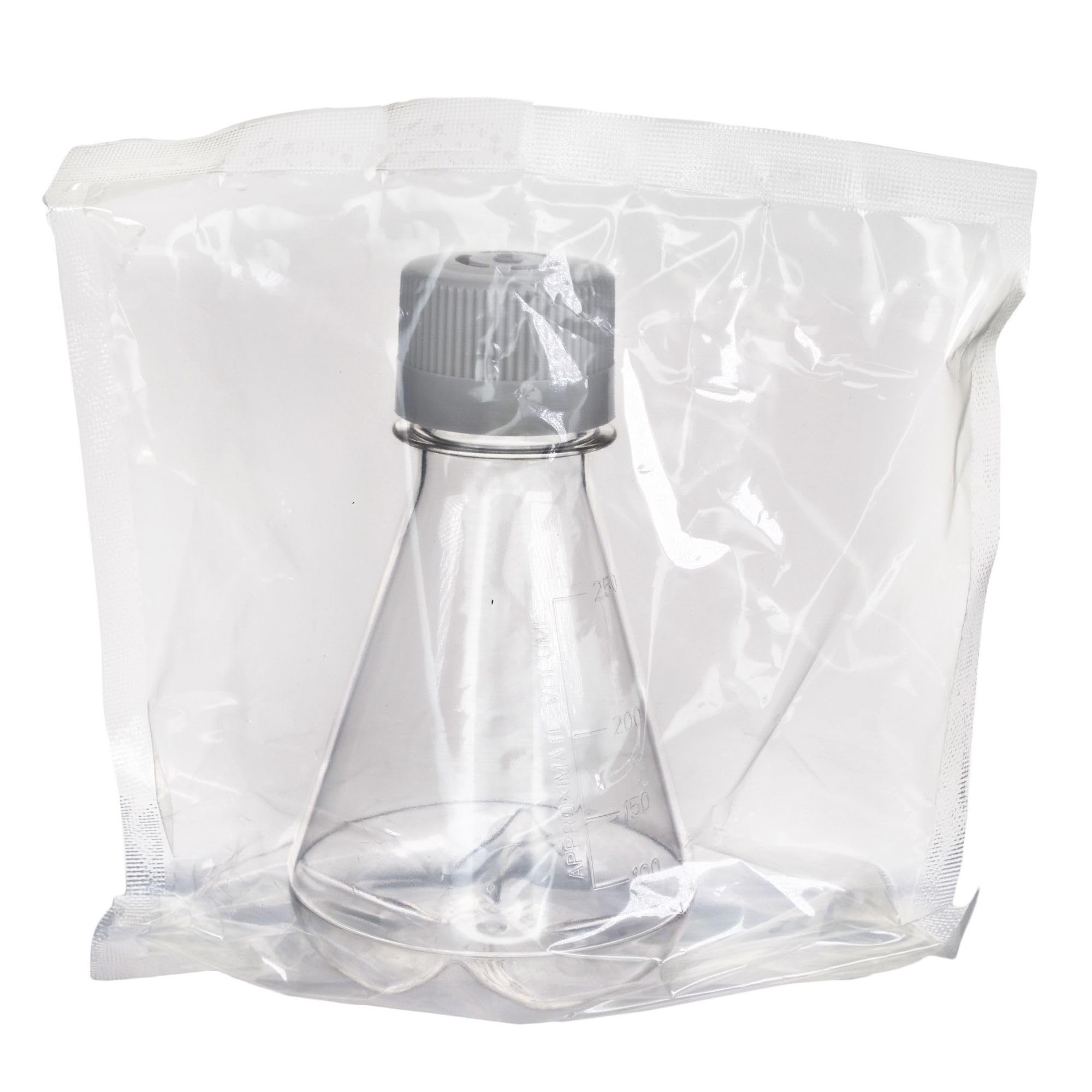 Eisco - Confezione da 12, 250 ml sterili PETG Erlenmeyer fiaschette, ventilato, fondo sgualcito, gamma sterilizzata, USP classe VI, laboratorio, coltura cellulare, miscelazione, compatibile con shaker