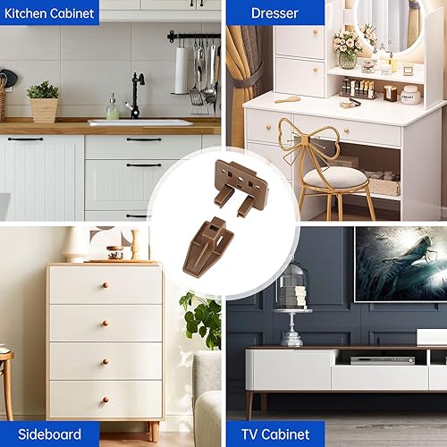 Miniatura 5 de LONTAN Paquete de 4 guías de plástico para cajones y guías de repuesto para cajones de montaje central, guías de cajones de plástico para aparador