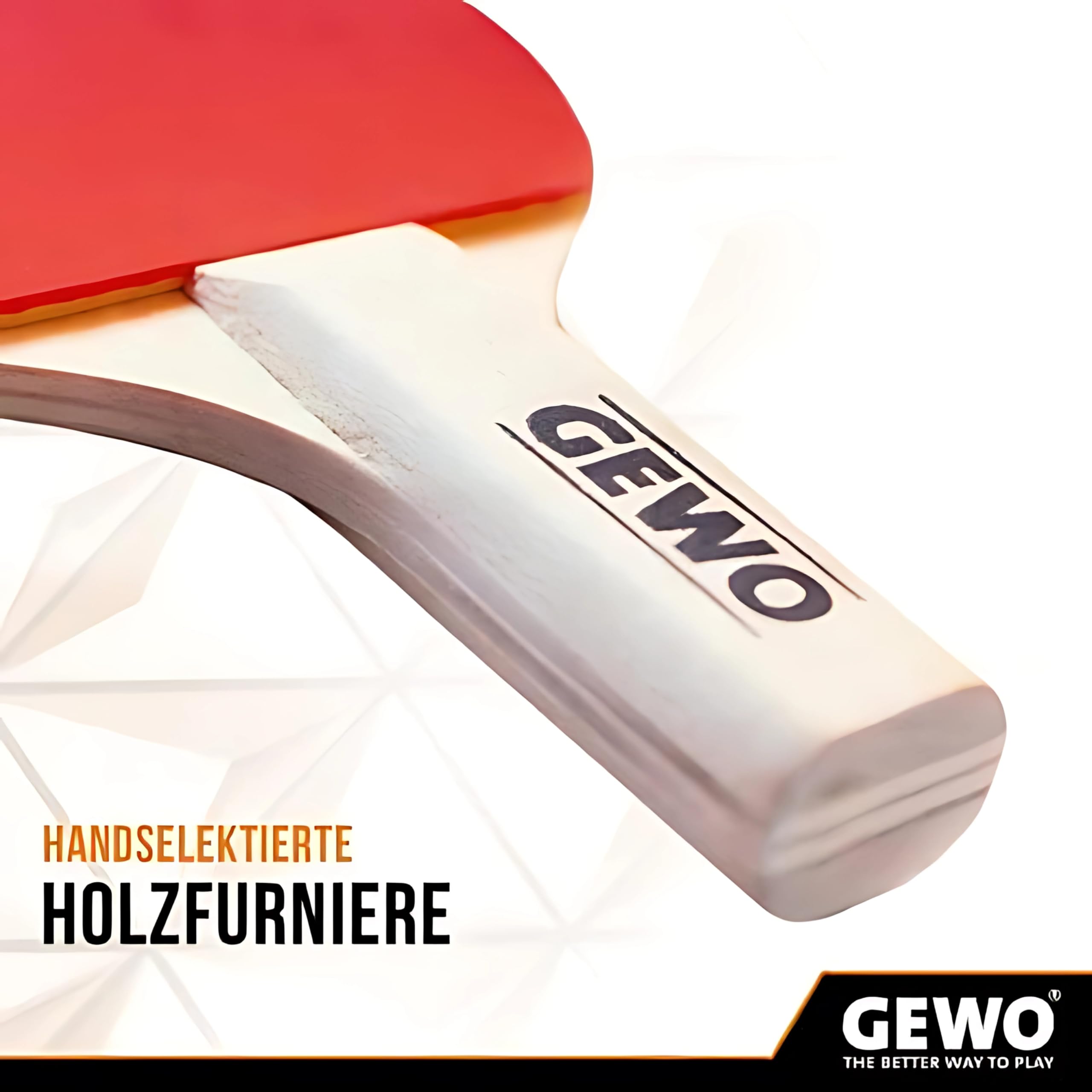 GEWO Mini Raqueta de Ping Pong con Mango reducido y Pala para diversión recreativa. Pala Completa Ligera con Revestimiento Interior de Puntos Rojos y Negros. 15,5 x 9,5 cm