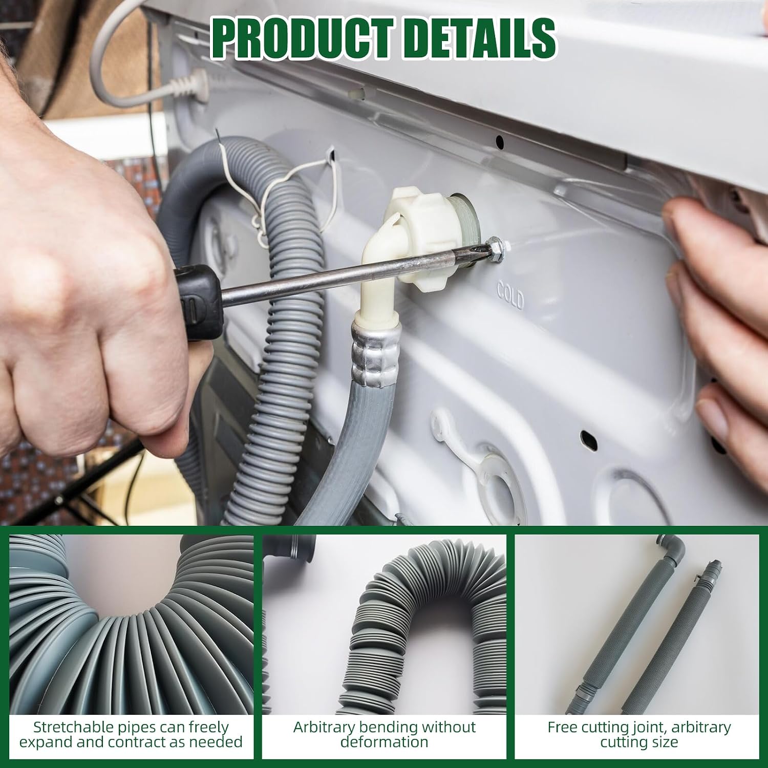 Scalable Drain Hose compatible Samsung LG Washer Washing Machine Universal Washer Drain Hose Machine 5 ft