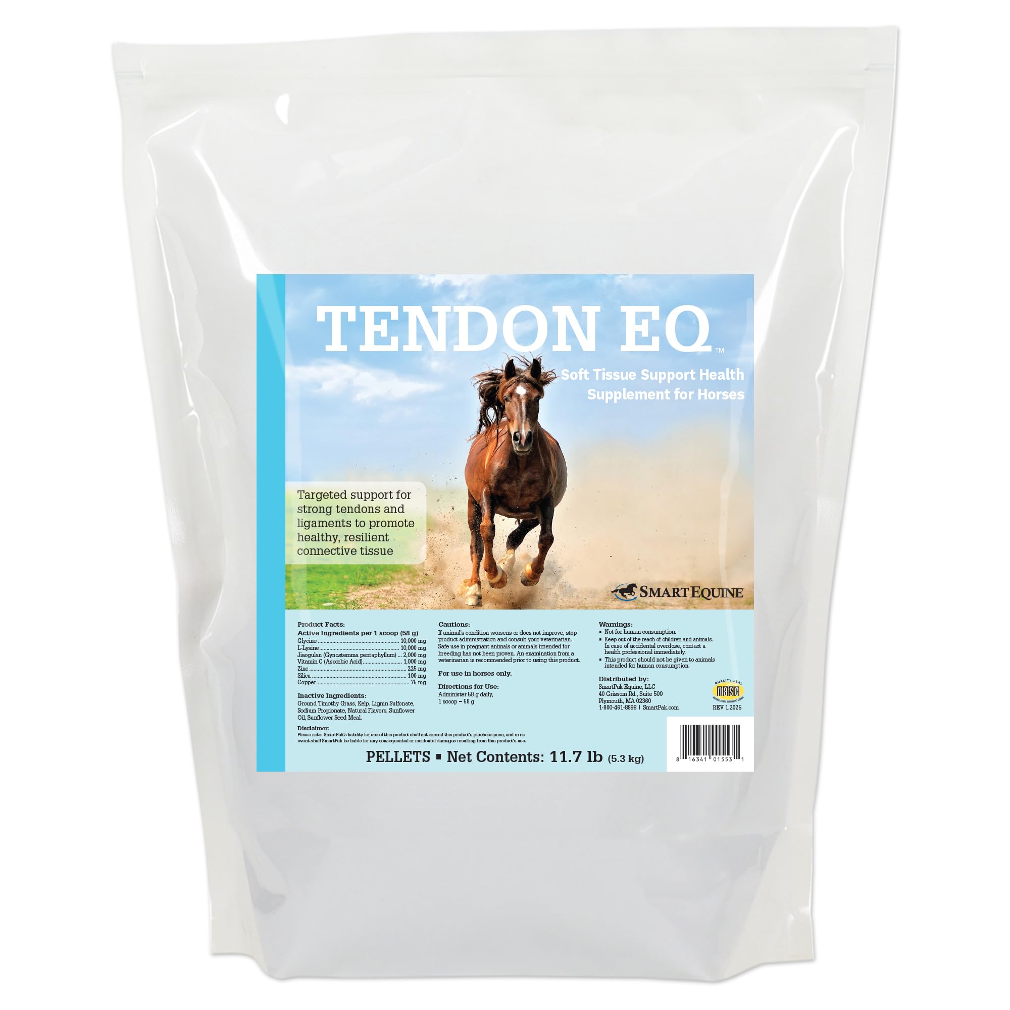 SmartEquine Tendon EQ Pellets | Horse Muscle and Ligament Supplement for Horses | Encourages Resilient Tendons | Includes Glycine, Copper, Zinc, and