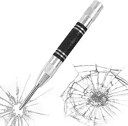 Marcador central automático de 12 cm – Ferramenta de impacto acionada por mola com uma mão para pontos de partida precisos em metal, madeira e plástico – sem necessidade de martelo, perfurador