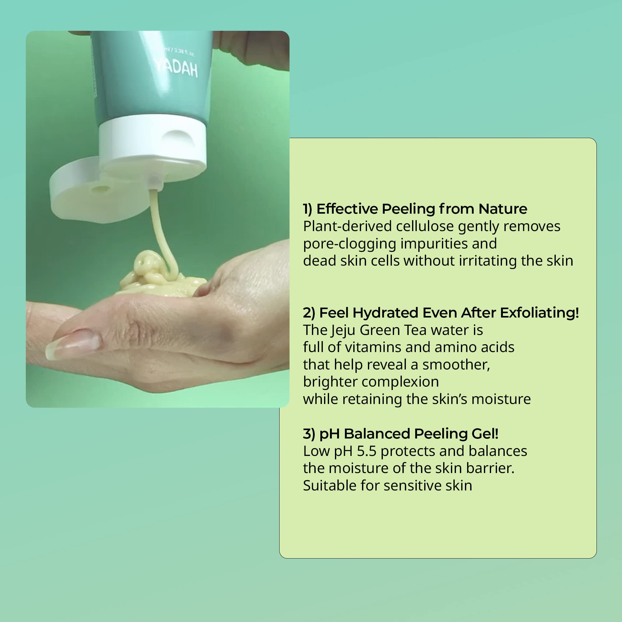 Yadah - Green Tea Pure Peeling Gel - 100 ml, 100 ml (Pack of 1) - Image 3