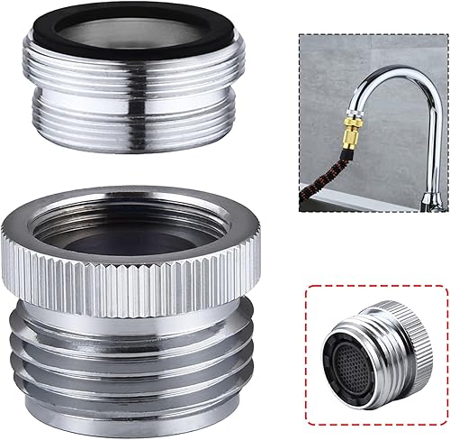 Vista 7 de Adaptador de manguera de jardín a grifo, adaptador de manguera de jardín de latón de 3/4 pulgadas con aireador, giratorio de 360 grados para cocina