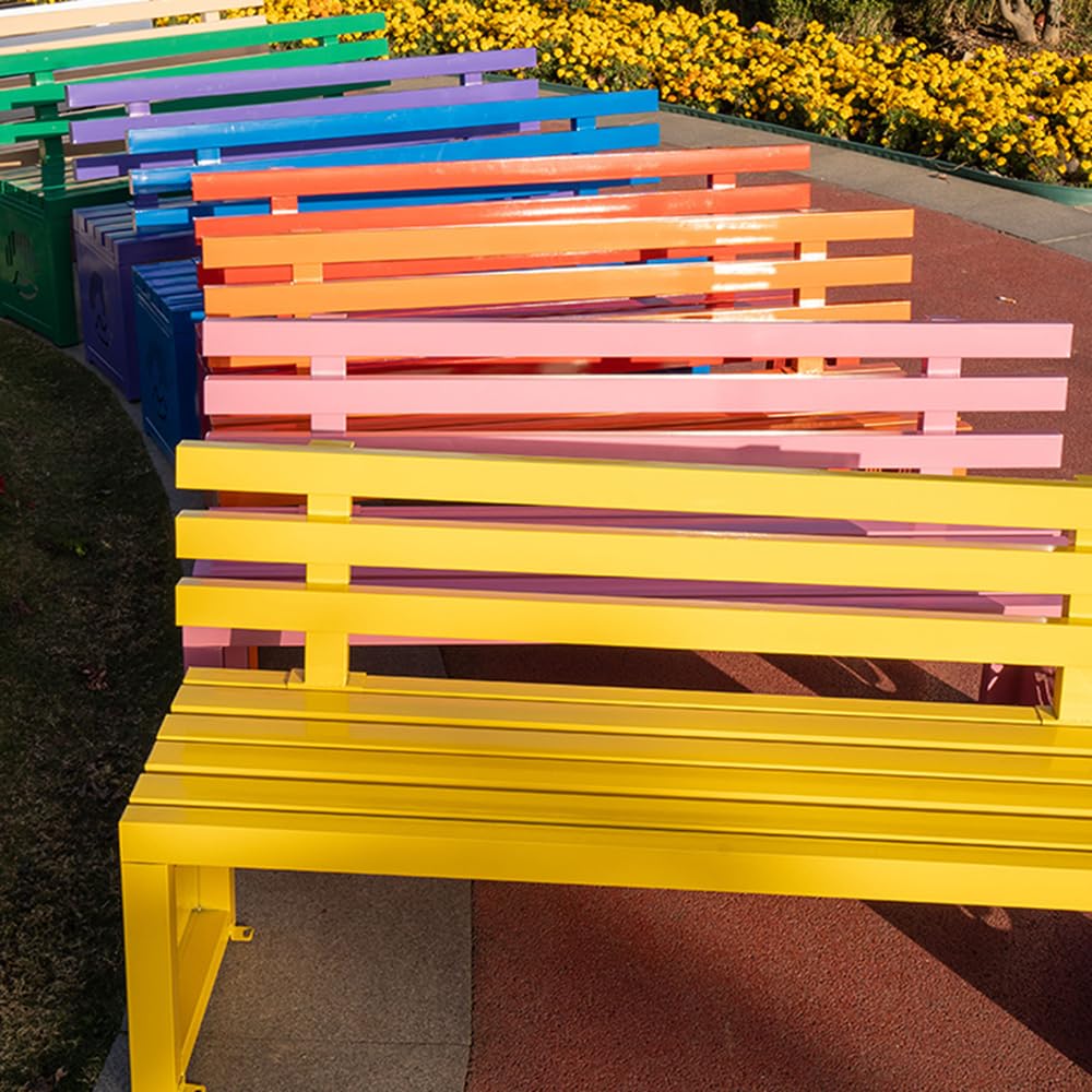Banco de Exterior para Parque con Respaldo, Banco de Hierro Resistente a la Intemperie, Estilo Moderno, Ideal para Patio, césped, jardín o Porche. Color Verde. Medidas: 200 cm de Largo x 40,
