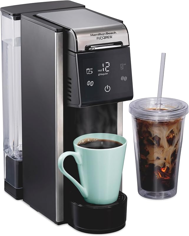 Cafetera 4 en 1 FlexBrew Advanced de una sola porción | Cafetera caliente y helada | Desmontable de 45 oz. Depósito | Usos Pod Packs & Grounds | Cerveza rápida | Negro