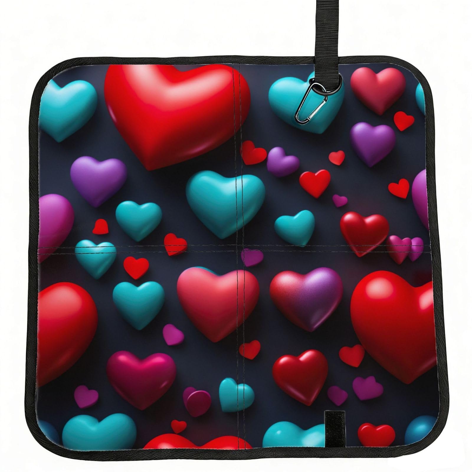 AYYQWE Romantic Red Heart Print Foldable Seat Cushion Portable Chair Pad Office Commuting Picnic Camping Outdoor
