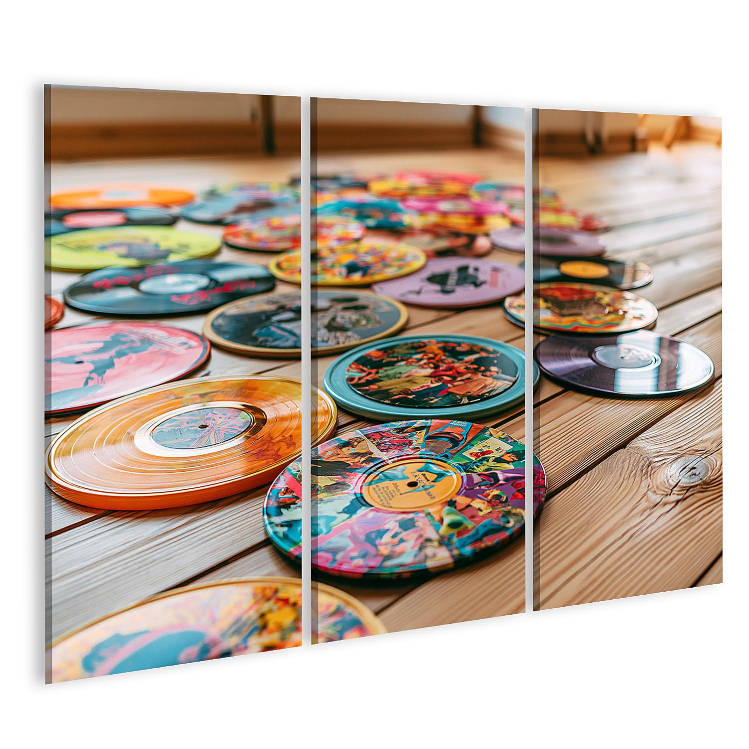 islandburner Quadro su tela, collezione in vinile, da parete, per soggiorno, per gli appassionati di musica, 3 pezzi