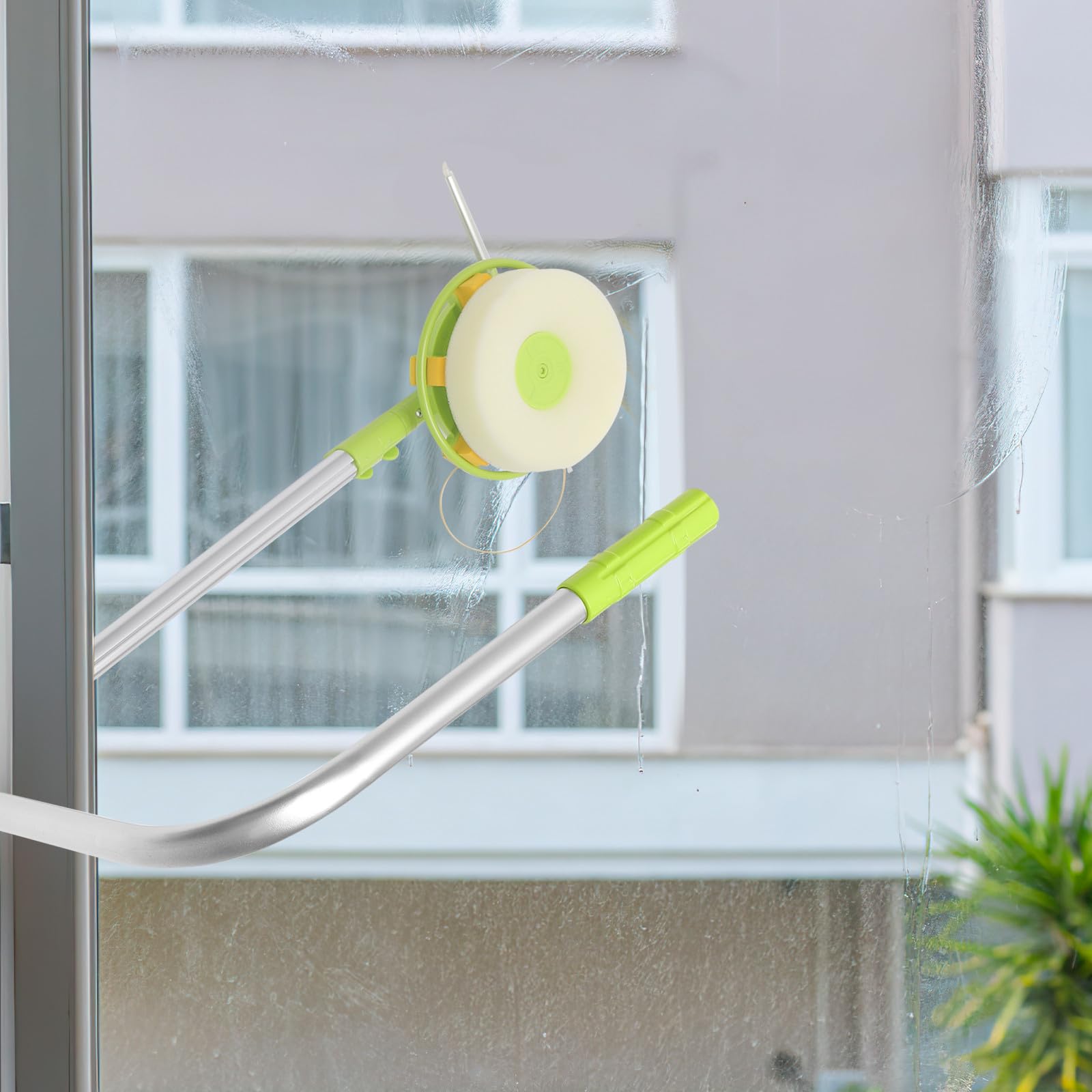 Limpiacristales para Limpieza de Ventanas Diseño de Cabezal de Esponja Telescópico de Acero Inoxidable en Edificios Elevados y Hogares