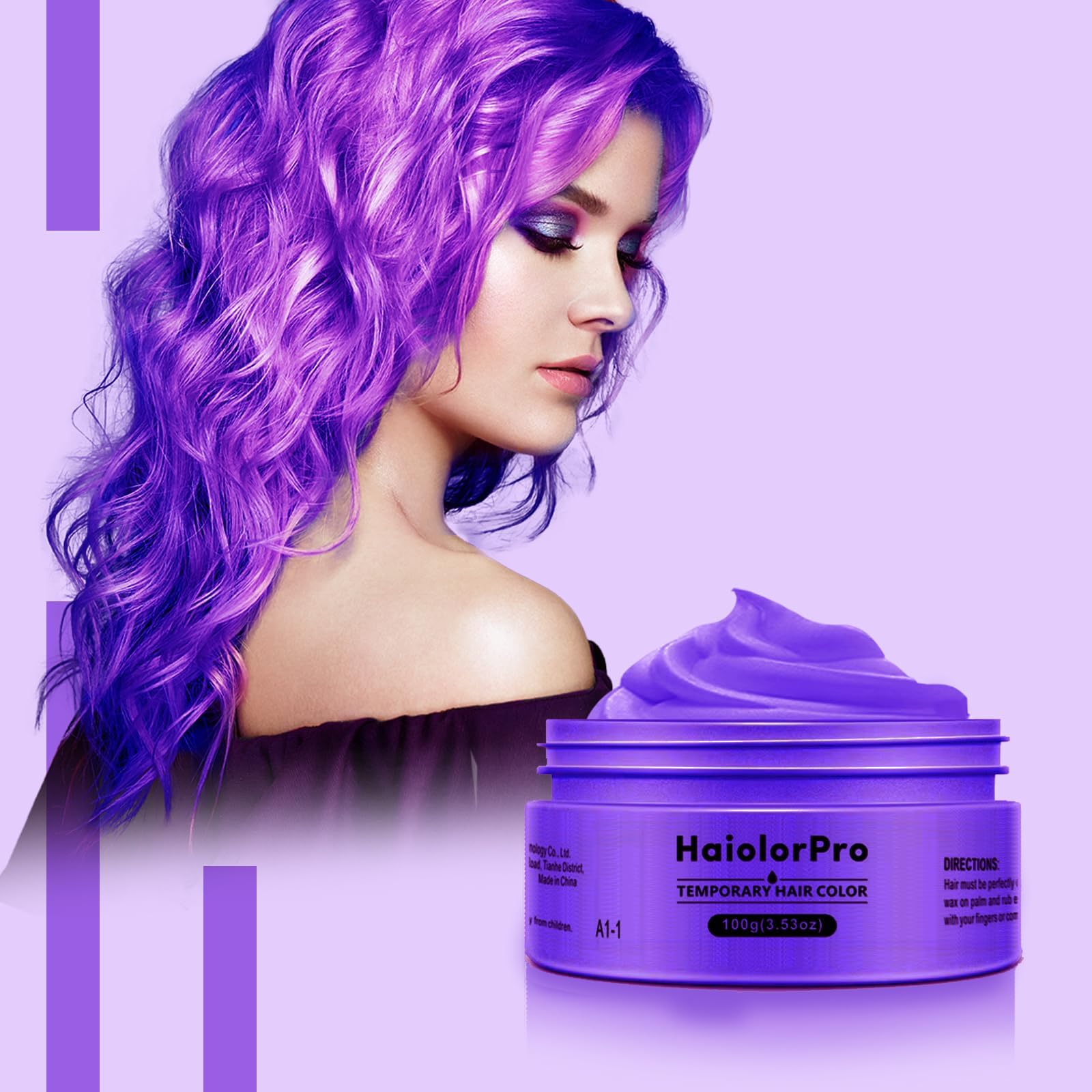 Purple Hair Color Wax, Temporary Hair Dye for Kids, Hair Makeup Paint for Parties or Cosplay (Purple)Compact by Design (Amazon-developed Certification)