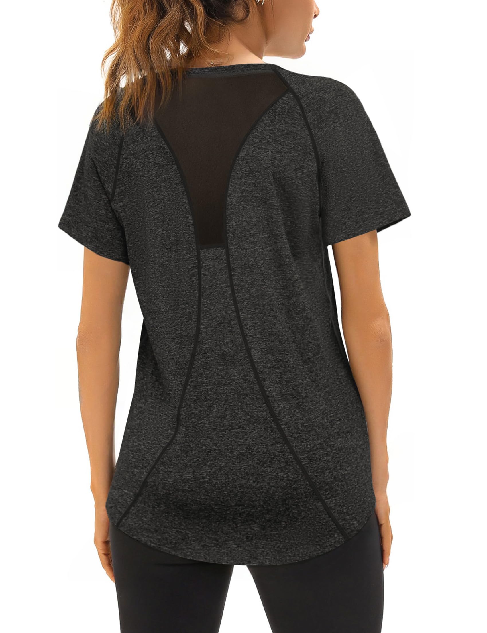 Wayleb Camiseta Deportivo Mujer Camiseta de Manga Corta Camiseta Holgada de Secado Rápido Camisetas de Malla Mujer Yoga Fitness Top Ropa Deportiva Entrenamiento Atlético — view 19