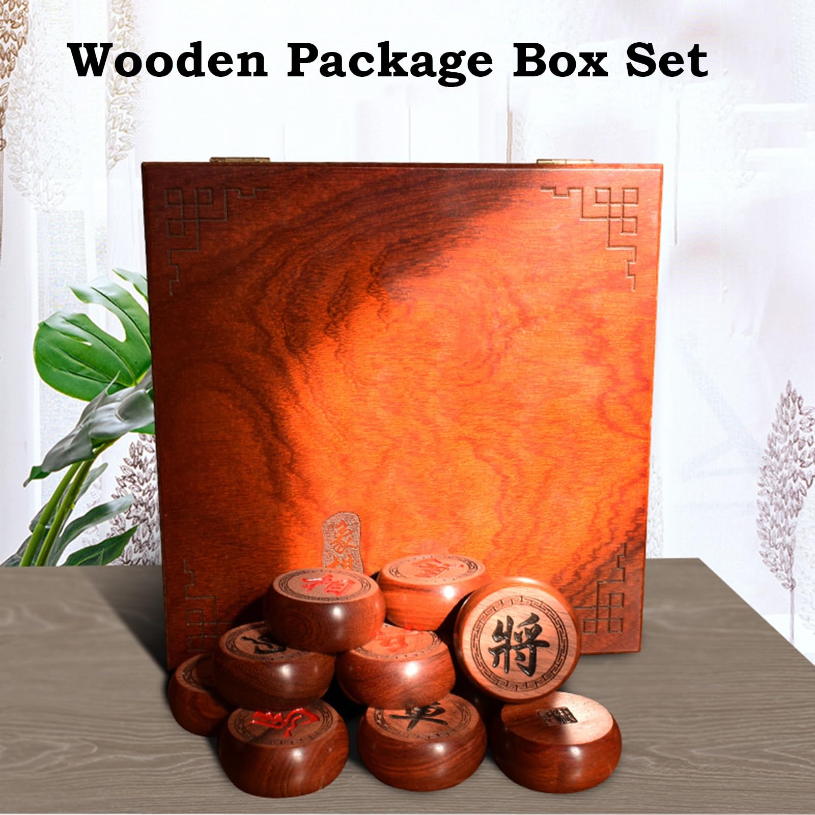 Xiangqi Chino para 2 Jugadores, Juego de ajedrez Tradicional portátil de Viaje con Piezas de Palisandro, Tablero de Cuero y Caja de Regalo (4,8 cm/1,9 Pulgadas)