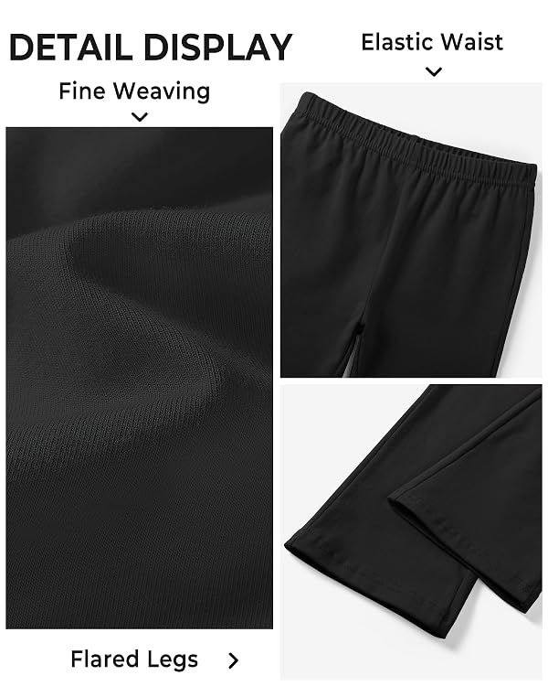 BOOPH Girls Flare Leggings Kids High Waist Bell Bottom Pants Casual Cotton Leggings for Teen Girls 5-6 Years Black by BOOPH - Image 5