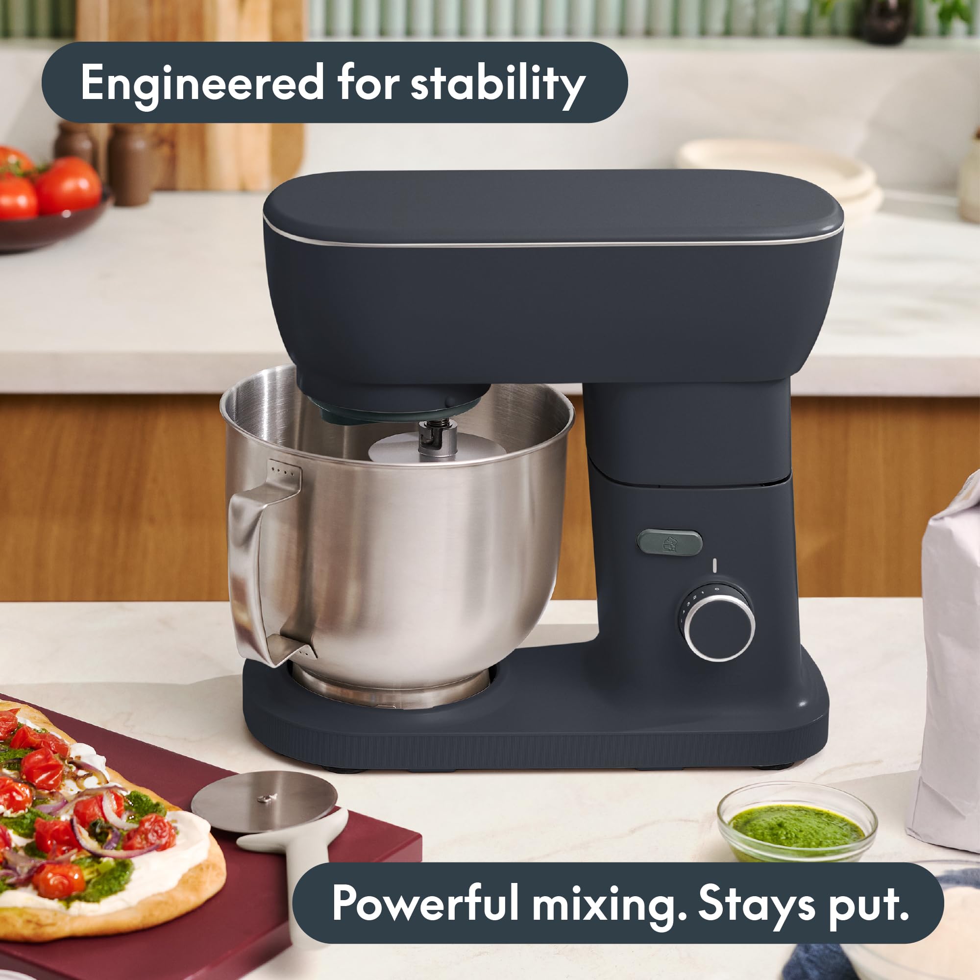bella STIR 5.3Qt Tilt-Head Stand Mixer, 12-Speed Countertop Mixer, Slate view 4