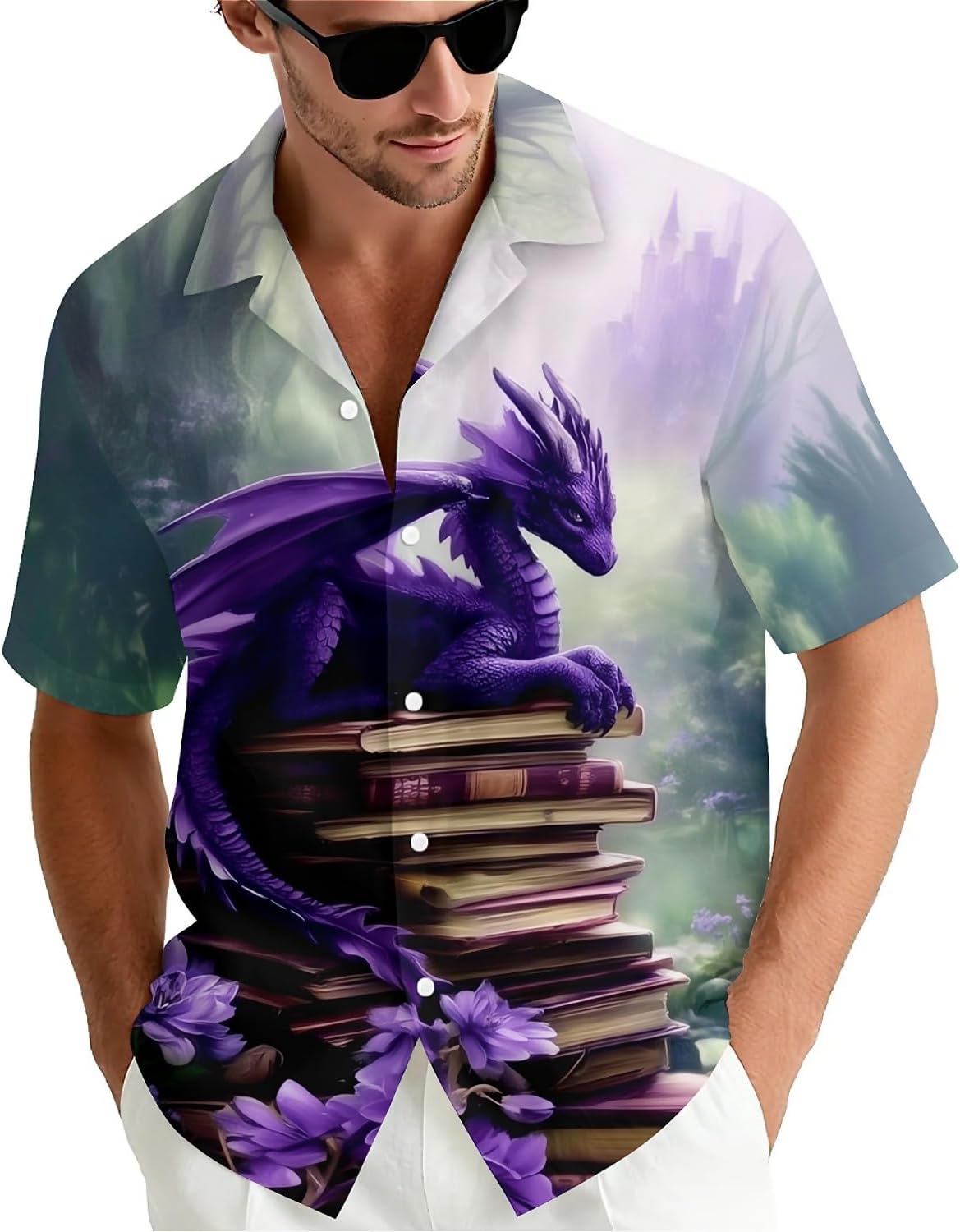 Turtle Mens Funny Hawaiian Shirts Summer 3D Graphic Button Down Short Sleeve Tropical Holiday Beach Aloha Shirt Medium - Image 2