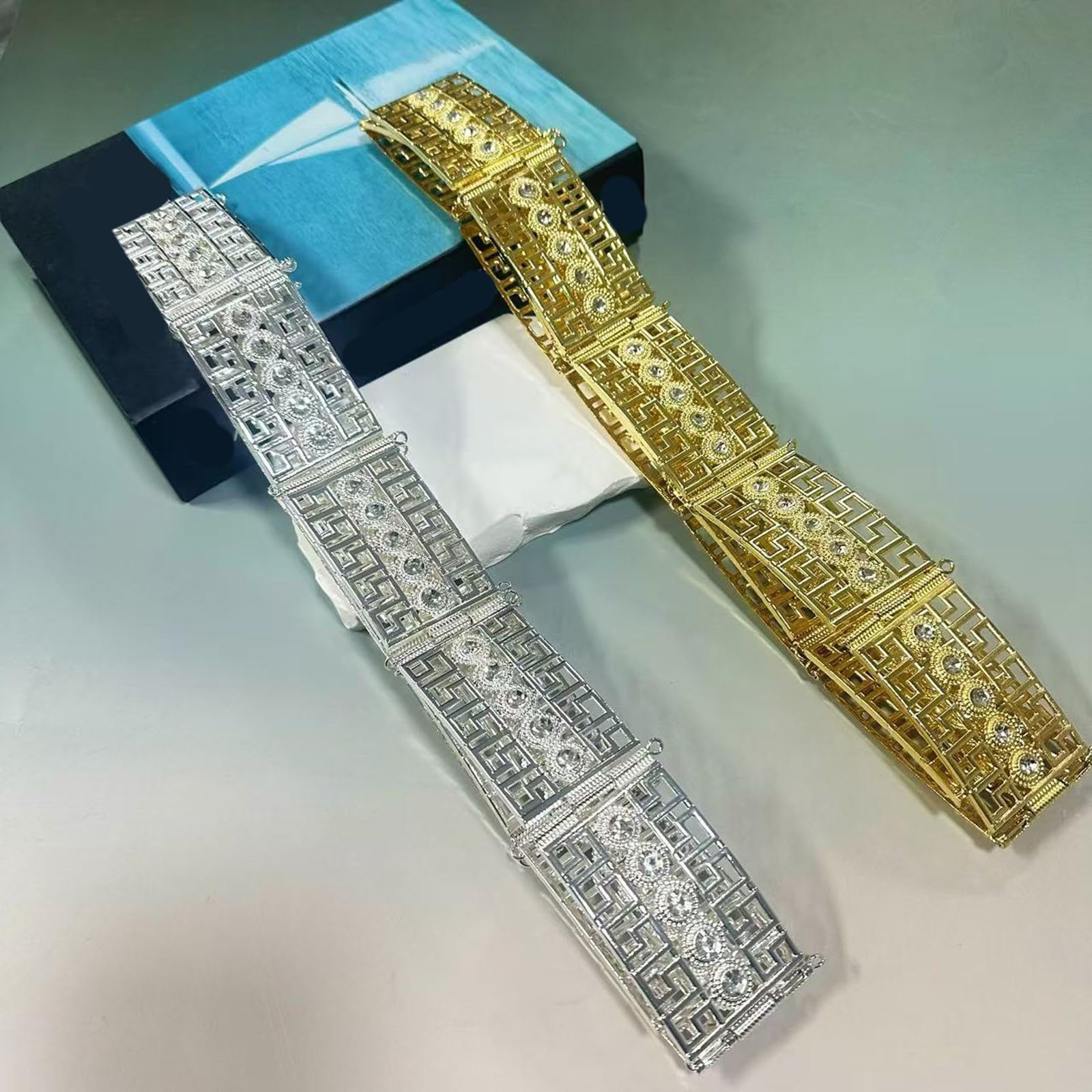 Blingbling - Cinturón de cintura con cadena de cristal para vestido de novia, accesorios de boda