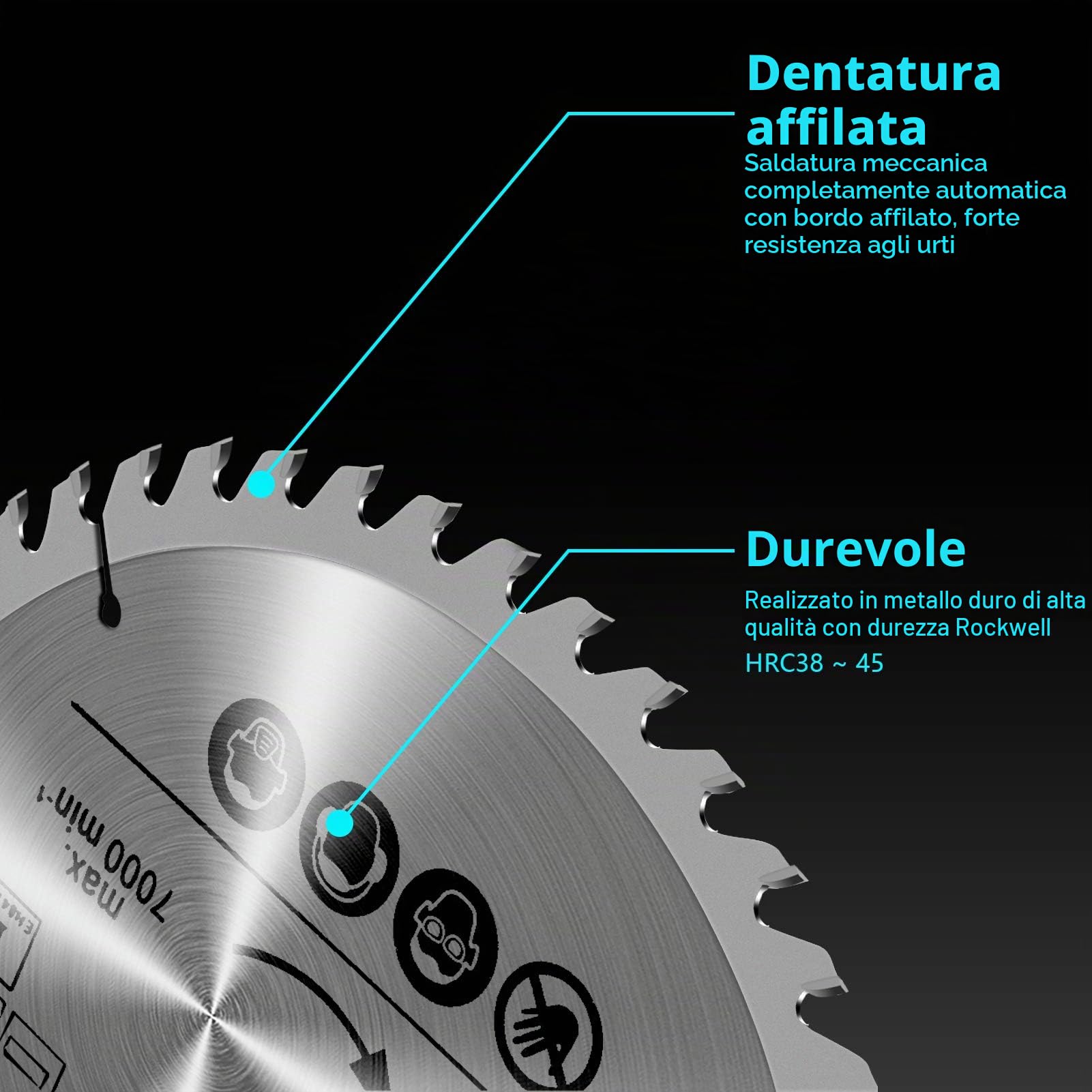 Lama per circolare 210 x 30 mm, lama per a denti in metallo duro 24 denti 48 denti 60 denti, per legno, plastica e metalli non ferrosi, accessorio professionale