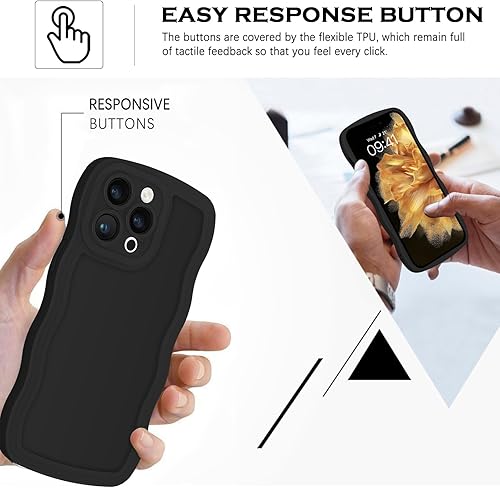 Miniatura 6 de YINLAI Funda diseñada para iPhone 14 Pro Max, bonita forma de marco ondulado rizado, delgada, suave, TPU a prueba de golpes, funda protectora para