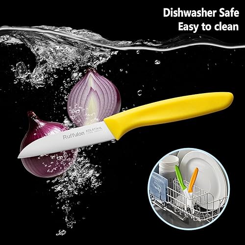 Miniatura 5 de Juego de seis cuchillos para verduras y frutas, de acero inoxidable de alto carbono con mango ergonómico de plástico PP, afilado y súper afilado.