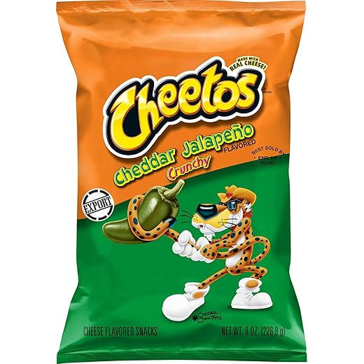Cheetos Frito-Lay Cheddar Jalapeno Crunchy Pouch, 226.8 G