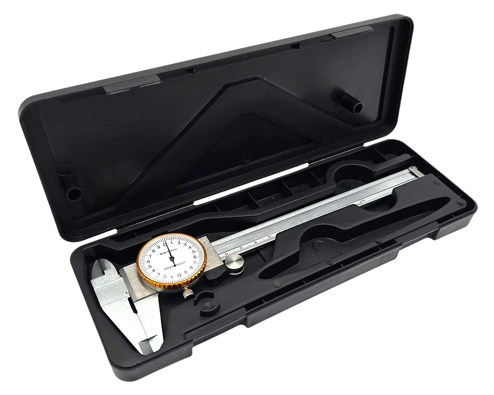 HERO Messschieber 150mm Uhrenmessschieber Präzisionsmessschieber Schieblehre Messschieblehre Meßuhr Analog 0,02 mm mit Feststellschraube für Haushalt und Industrie Messung Stoßfestes Messwerkzeug